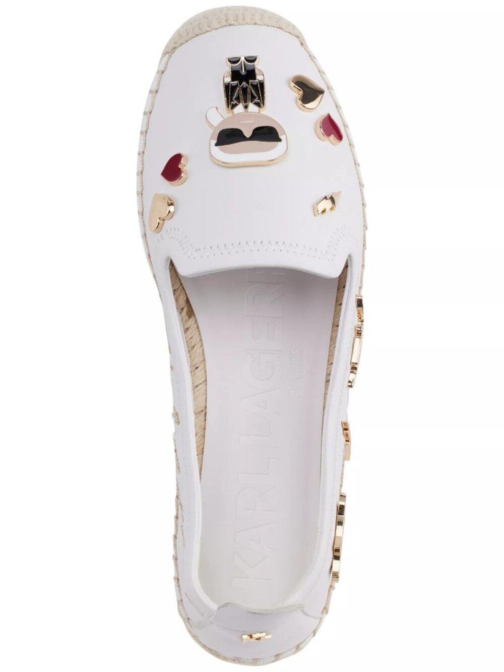 139$ Karl Lagerfeld Michaela Embellished Slip-On Espadrille Flats Size 7.5 White - Picture 3 of 4